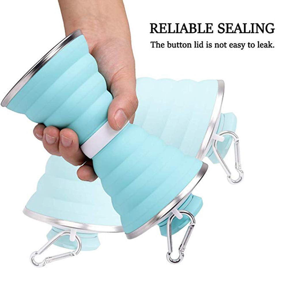 1385 Silicone Traveling Water Bottle BPA Free - Leak Proof Lightweight Collapsible - Small Folding Refillable and Space Saver for Camping Gym Sports Hiking Biking Yoga Outdoor DeoDap 1385 Silicone Traveling Water Bottle BPA Free - Leak Proof Lightweight Collapsible - Small Folding Refillable and Space Saver for Camping Gym Sports Hiking Biking Yoga Outdoor DeoDap